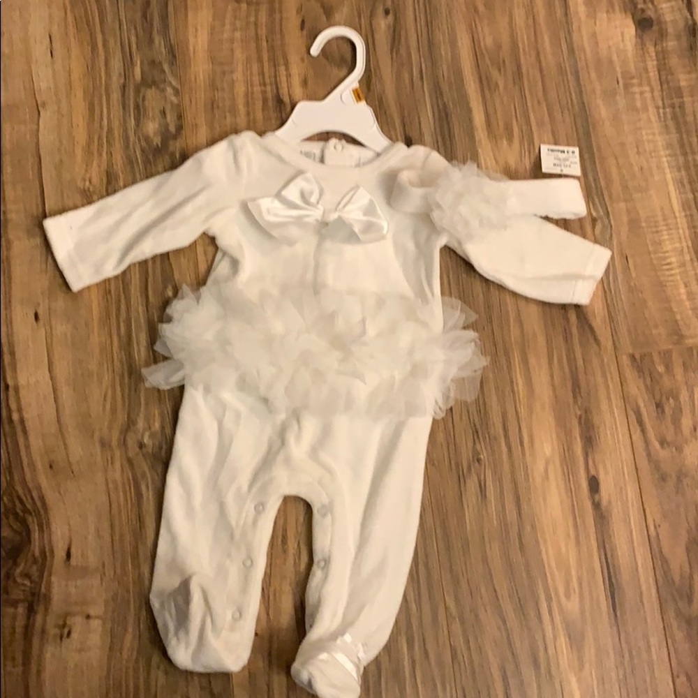 NWT infant white ballerina onesie and headband